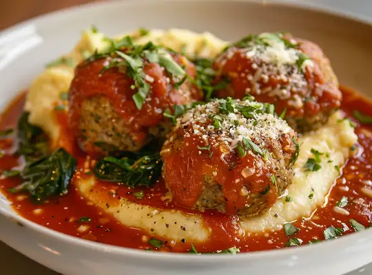 Stashcook | Turkey Meatballs with Creamy Tomato Sauce & Herbed Polenta