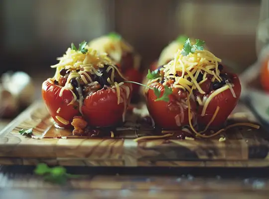 Stashcook | Stuffed Bell Pepper Cups with Spicy Black Beans and Cheddar