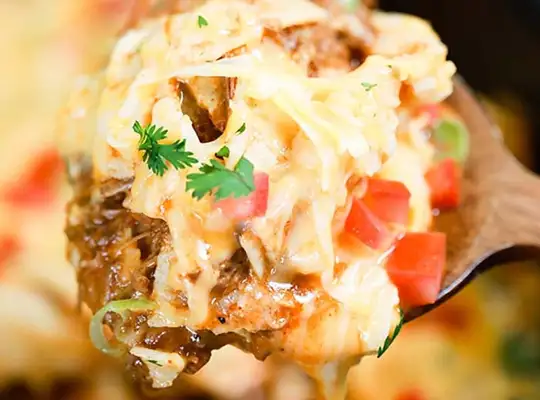 Stashcook | Crock Pot Shredded Beef Enchilada Casserole