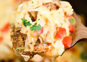 Crock Pot Shredded Beef Enchilada Casserole recipe