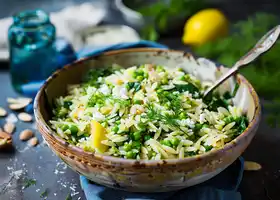 Lemony Orzo with Peas and Herbs recipe