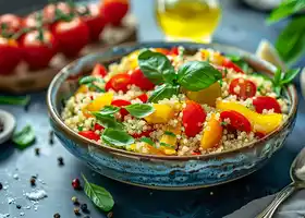 Mediterranean Quinoa Salad with Cherry Tomatoes & Bell Peppers recipe