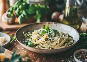 Creamy Garlic Pasta with Zucchini and Mushrooms recipe