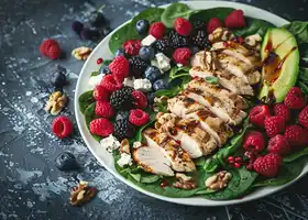 Grilled Chicken and Berry Salad with Feta and Walnuts recipe