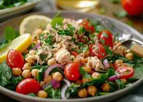 Mediterranean Chickpea & Tuna Salad with Olives recipe
