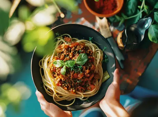 Spicy Vegan Mushroom Bolognese