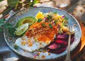 Cornflake-Crusted Tilapia with Lime-Avocado Dip & Beet-Apple Slaw recipe