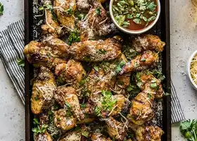Grilled Garlic Parmesan Wings with Cilantro recipe