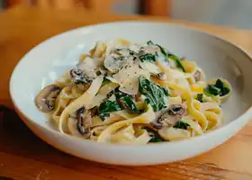 Creamy Garlic Spinach and Mushroom Fettuccine recipe