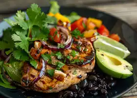 Grilled Pork Chop & Black Bean Salad with Lime Dressing recipe