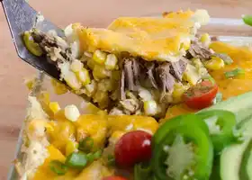 Easy Shredded Meat & Corn Enchilada Bake recipe