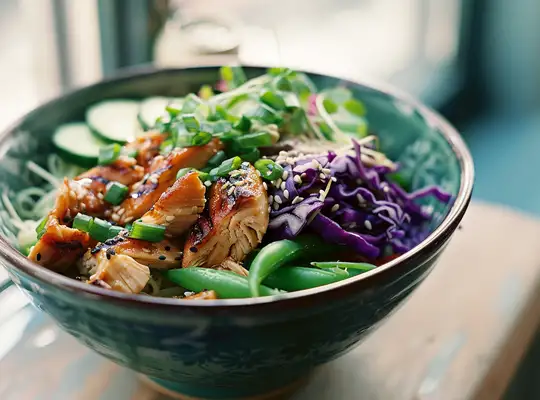 Stashcook | Sesame Ginger Chicken Noodle Bowl with Vegetables