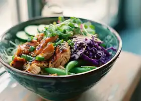 Sesame Ginger Chicken Noodle Bowl with Vegetables recipe