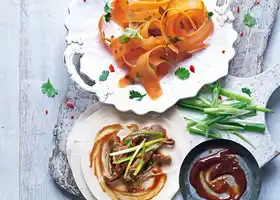 Duck pancakes with pickled carrot salad recipe