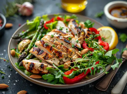 Stashcook | Grilled Chicken & Asparagus Salad with Honey-Dijon Dressing