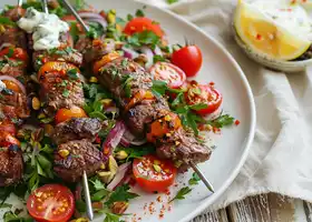 Spiced Beef Skewers with Tomato Salad recipe