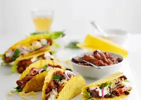 Quick pork and bean tacos recipe