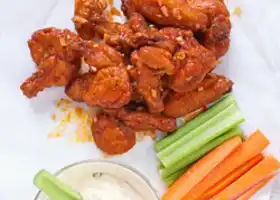 Crispy Fried Buffalo Wings with Blue Cheese Dip recipe