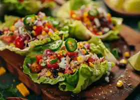 Spicy Chicken Lettuce Wraps with Corn Salsa & Sour Cream recipe