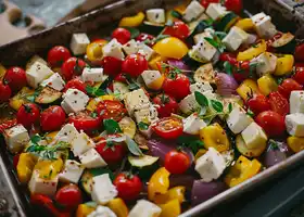 Roasted Vegetable and Feta Traybake recipe