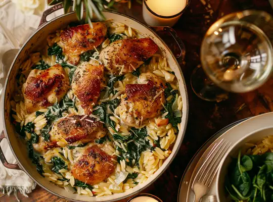 Stashcook | Creamy Chicken and Spinach Orzo