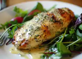 Herbed Chicken with Creamy Mustard Sauce & Mixed Greens recipe