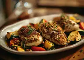 Herb-Crusted Chicken with Balsamic Roasted Vegetables recipe
