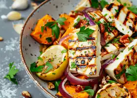 Grilled Halloumi and Roasted Sweet Potato Salad recipe