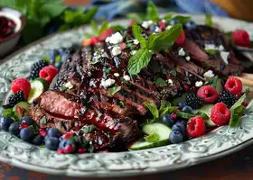 Grilled Flank Steak with Mixed Berry Salad recipe