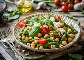 Roasted Green Bean and Chickpea Salad with Artichokes recipe