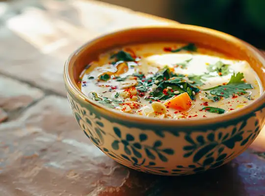 Stashcook | Coconut-Peanut Soup with Sweet Potato and Spinach