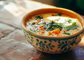 Coconut-Peanut Soup with Sweet Potato and Spinach recipe
