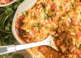 Layered Chicken Enchilada Casserole + Video recipe