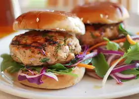 Spiced Turkey Burgers with Mixed Greens & Honey Mustard Slaw recipe