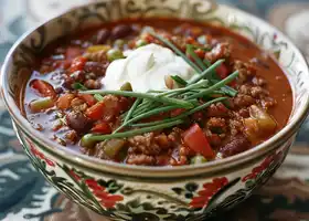 Beef and Vegetable Chili with Sour Cream recipe