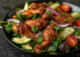 Herb-Crusted Chicken Wings with Mixed Greens Salad recipe