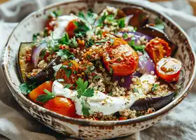 Spiced Eggplant with Quinoa and Yogurt recipe