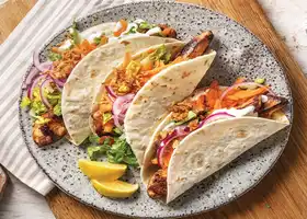 Korean Chicken Tacos with Pickled Onion & Lemon Aioli recipe