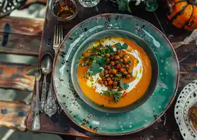 Curried Pumpkin Soup with Crispy Chickpeas recipe