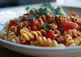 Spicy Turkey Chili Pasta with Red Bell Pepper recipe