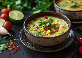 Creamy Avocado Chicken Soup with Corn and Bell Pepper recipe