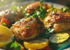 Herb-Infused Chicken Thighs with Grilled Lemon Vegetables recipe