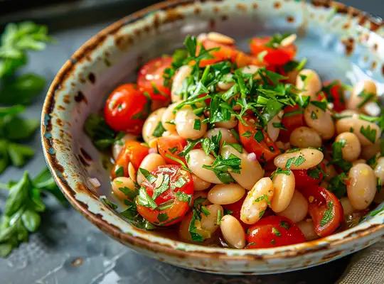 Mediterranean Bean and Tomato Salad with Herb Dressing