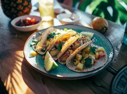 Stashcook | Cod Fish Tacos with Pineapple-Cucumber Salsa