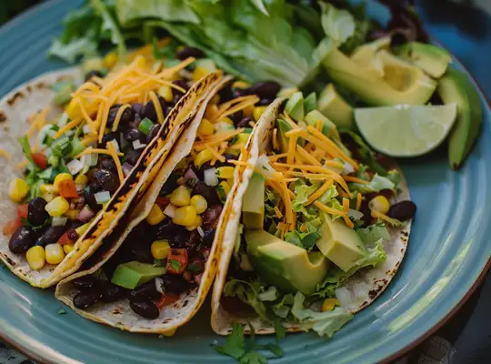 Stashcook | BBQ Black Bean and Corn Tacos with Avocado-Lime Salad