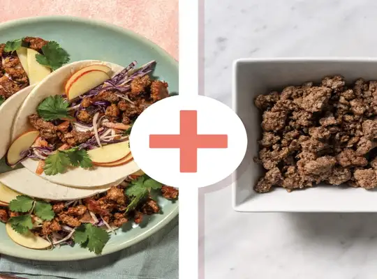 Stashcook | Quick Double Oyster & Ginger Beef Tacos with Sesame Slaw & Apple