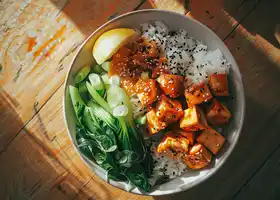 Spicy Honey-Glazed Tofu Rice Bowl recipe