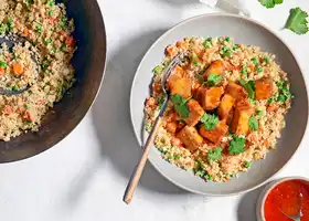 Cauliflower fried rice with crispy baked tofu recipe