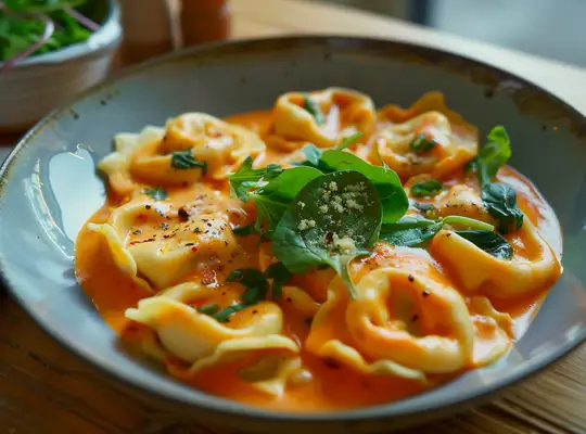 Stashcook | Cheese Tortellini with Roasted Red Pepper Alfredo
