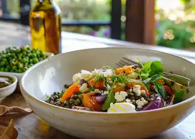 Roasted Vegetable Lentil Bowl with Lemon-Herb Dressing recipe